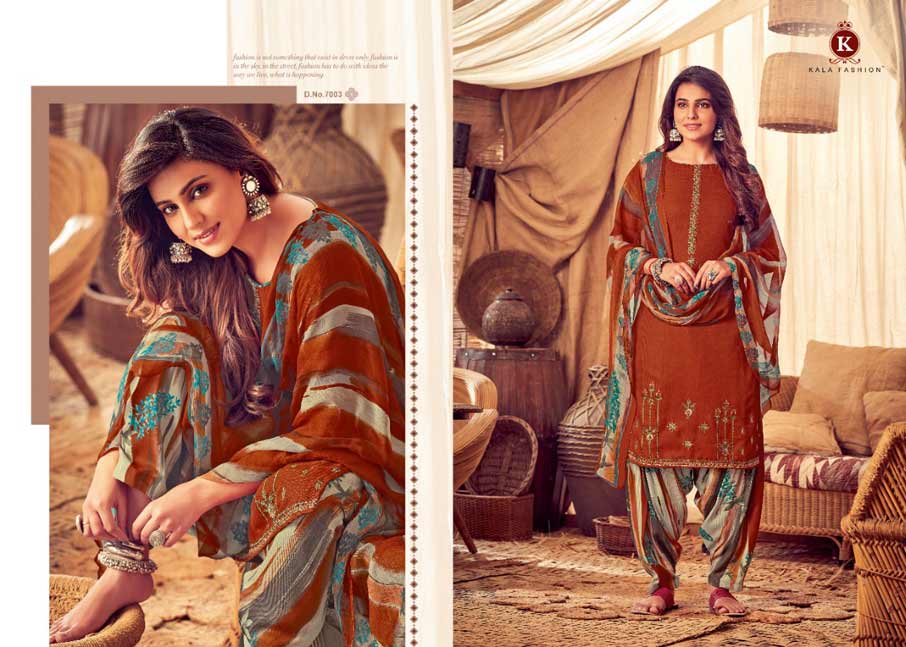 Kala Patiyala Pashmina Dress Material Set Kala Patiyala Pashmina Dress Material Set